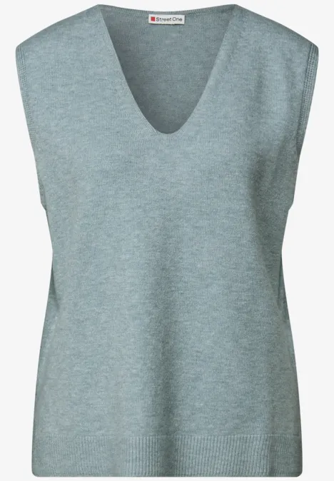 Ärmelloser V-Neck Pullover nile blue mel.