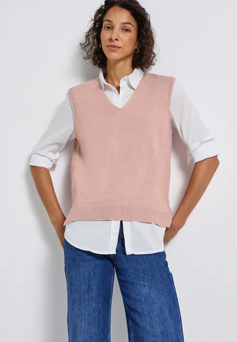 Ärmelloser V-Neck Pullover faded rose mel.