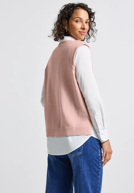 Ärmelloser V-Neck Pullover faded rose mel.