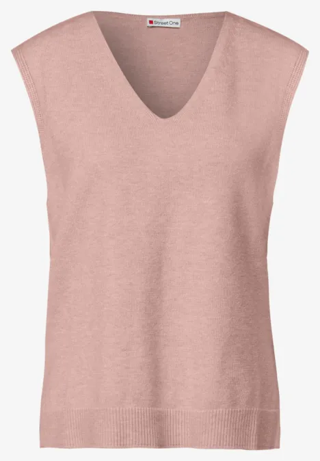 Ärmelloser V-Neck Pullover faded rose mel.