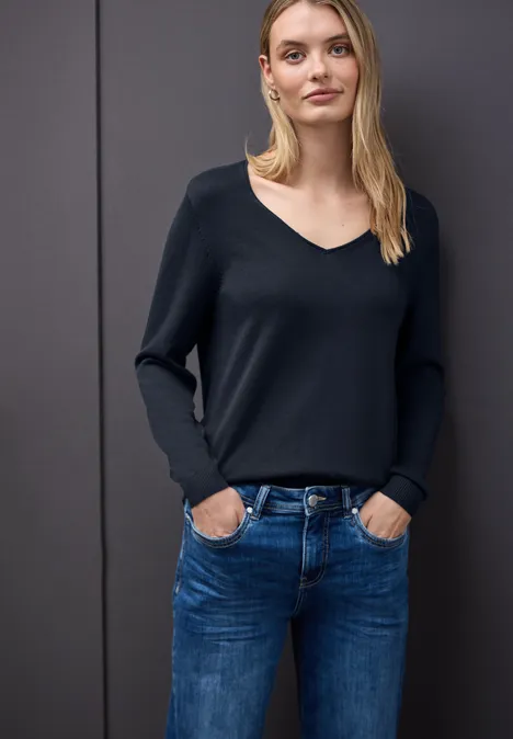 V-Neck Pullover deep blue