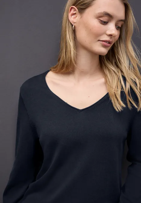 V-Neck Pullover deep blue