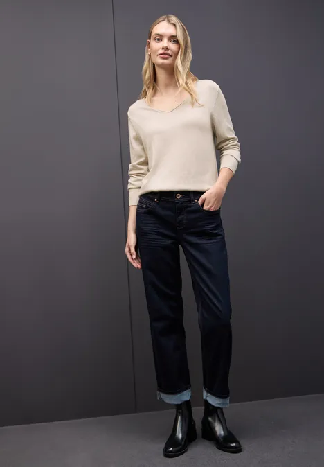V-Neck Pullover tusk cream mel.