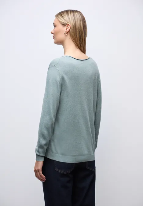 V-Neck Pullover nile blue mel.