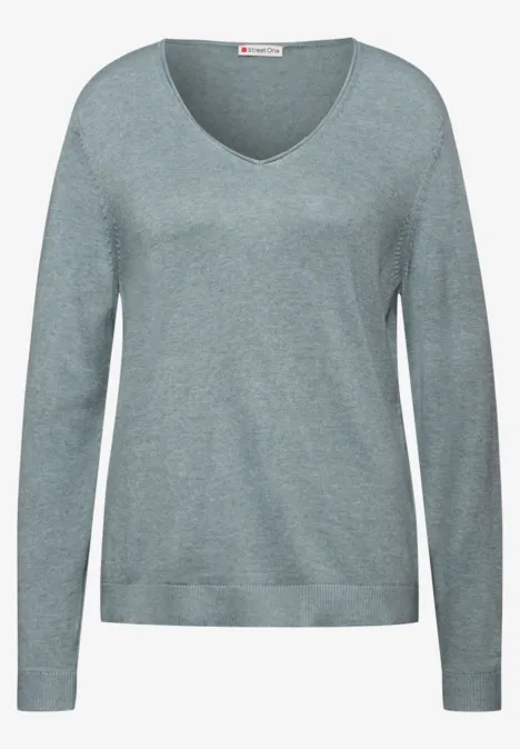 V-Neck Pullover nile blue mel.
