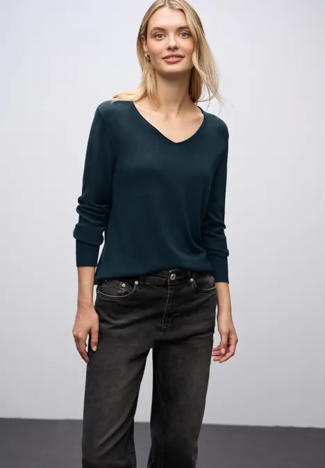 V-Neck Pullover tide blue