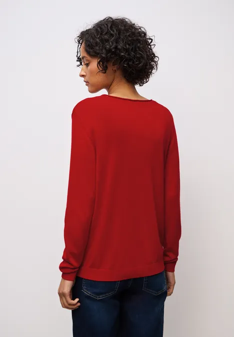 V-Neck Pullover racing red