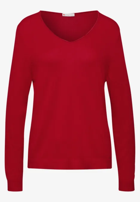 V-Neck Pullover racing red