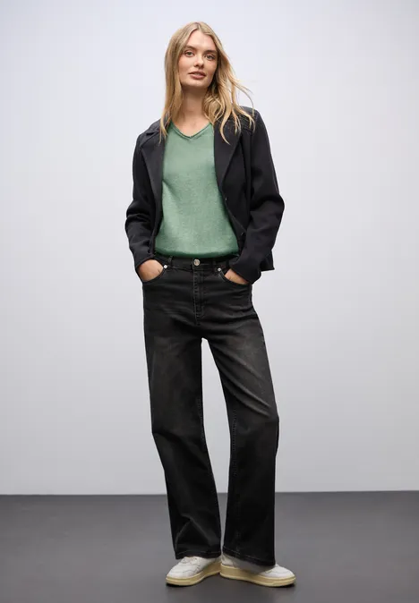 V-Neck Pullover serene green mel.