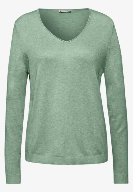 V-Neck Pullover serene green mel.