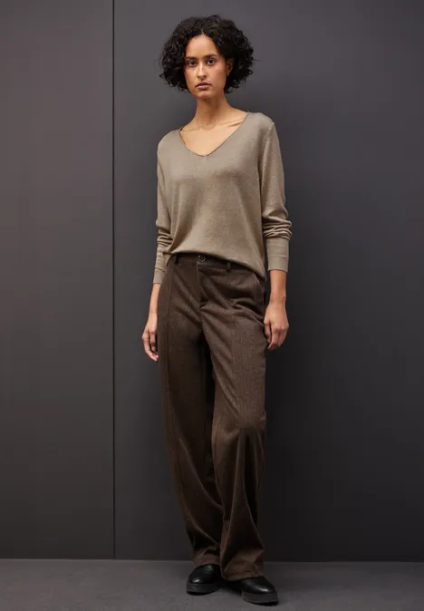 V-Neck Pullover sanded beige mel.