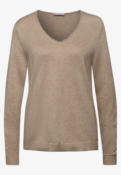 V-Neck Pullover sanded beige mel.