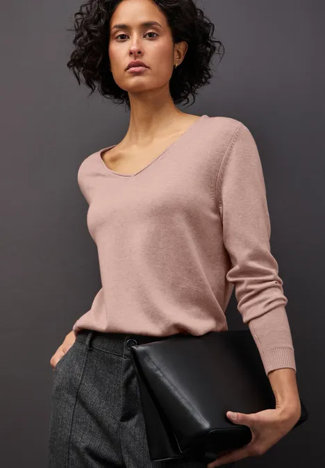 V-Neck Pullover faded rose mel.