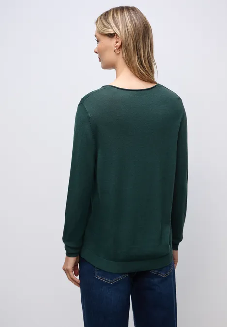 V-Neck Pullover deep teal green