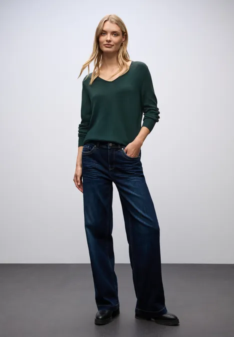 V-Neck Pullover deep teal green