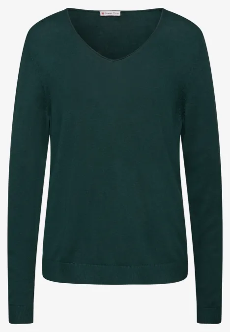 V-Neck Pullover deep teal green