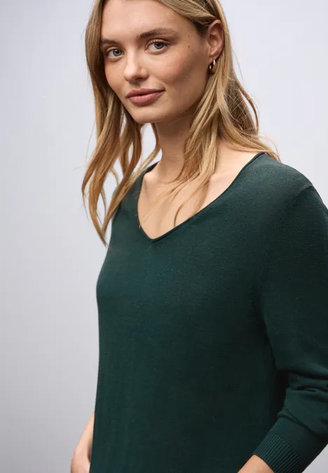 V-Neck Pullover deep teal green