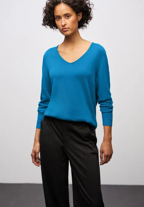 V-Neck Pullover polaris blue