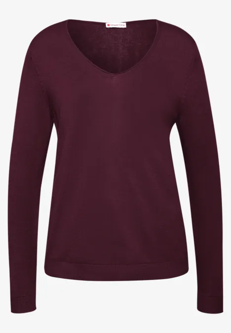V-Neck Pullover wildberry red