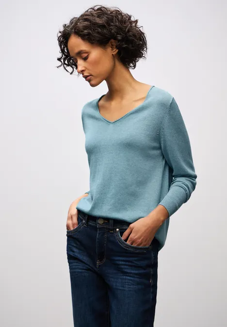 V-Neck Pullover glacier blue mel.