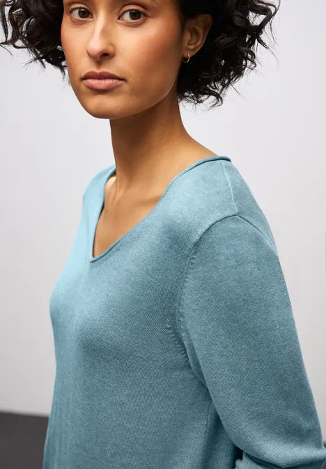 V-Neck Pullover glacier blue mel.