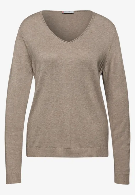 V-Neck Pullover mocha dream mel.