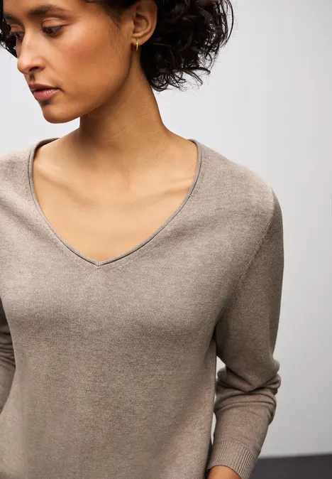 V-Neck Pullover mocha dream mel.