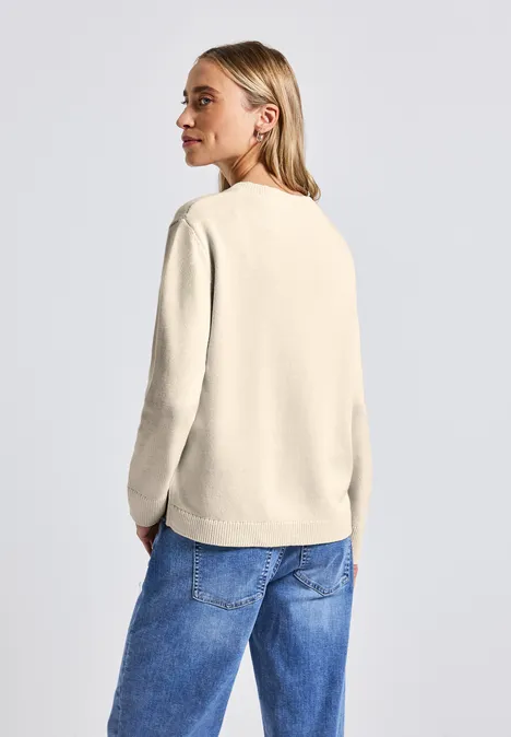 V-Neck Pullover tusk cream