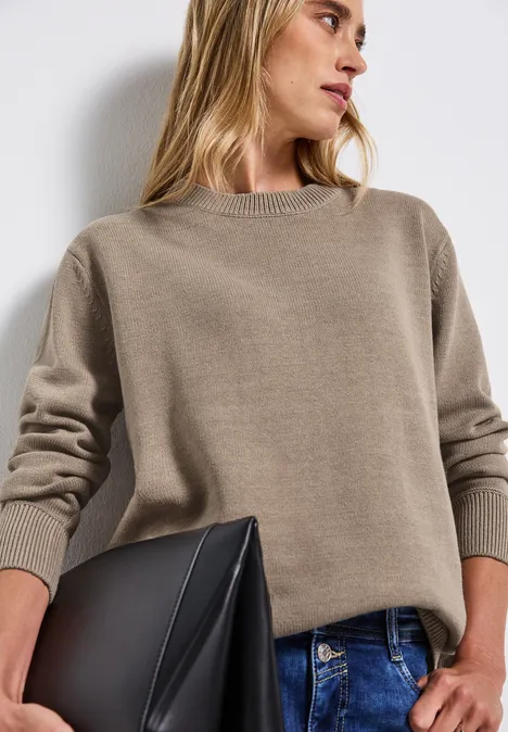 Rundhals-Pullover sandstone mocha