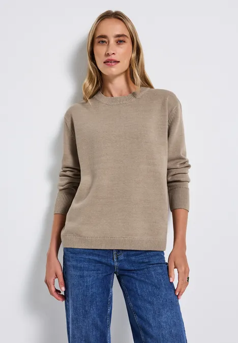 Rundhals-Pullover sandstone mocha