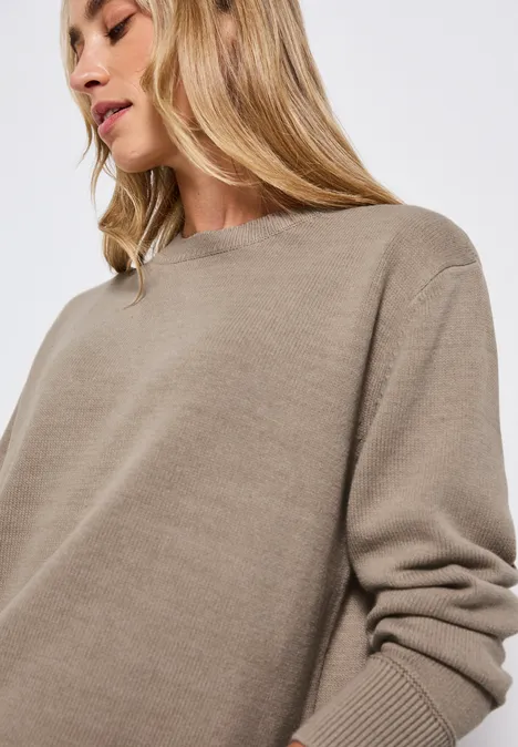 Rundhals-Pullover sandstone mocha