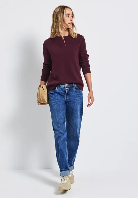 Rundhals-Pullover wildberry red