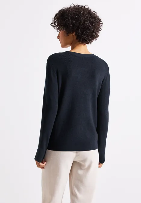 Basic V-Neck Pullover deep blue