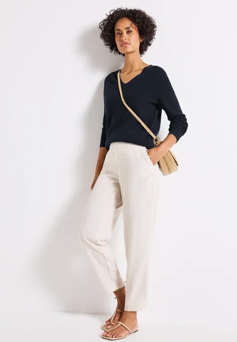Basic V-Neck Pullover deep blue