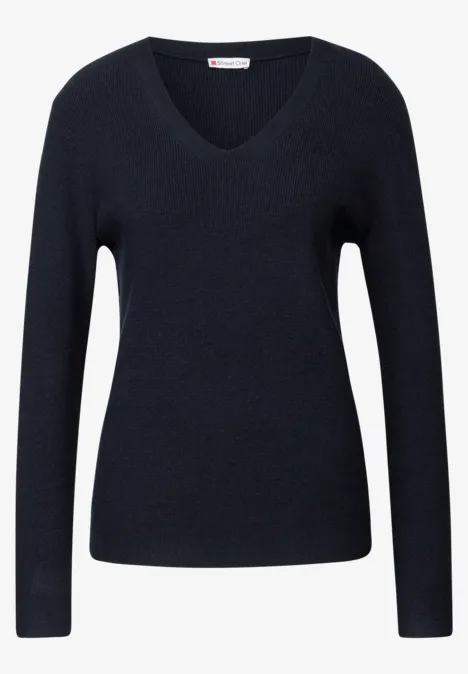 Basic V-Neck Pullover deep blue