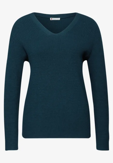 Basic V-Neck Pullover tide blue