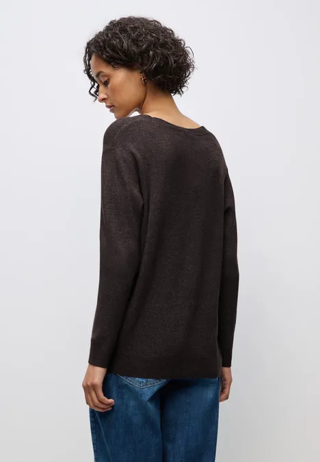 Basic V-Neck Pullover deep roast brown mel.