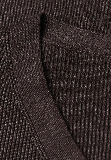Basic V-Neck Pullover deep roast brown mel.