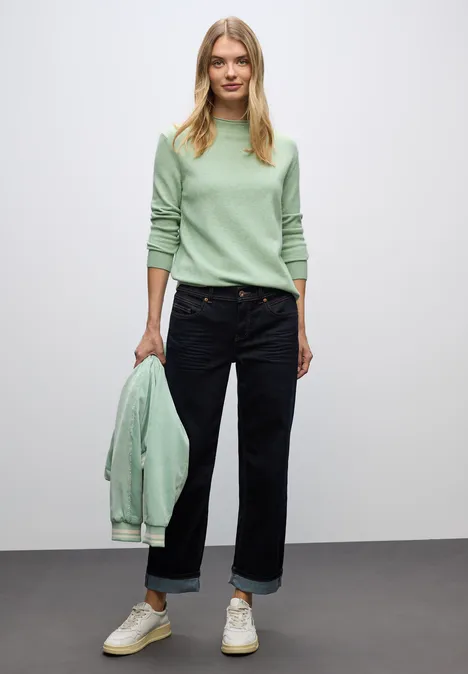 Pullover mit Rollkante serene green mel.