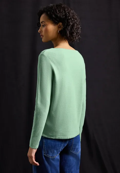 Strukturpullover serene green mel.