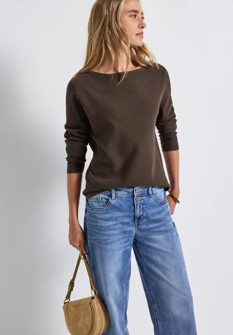 Strukturpullover dark nomad brown mel.