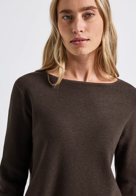 Strukturpullover dark nomad brown mel.