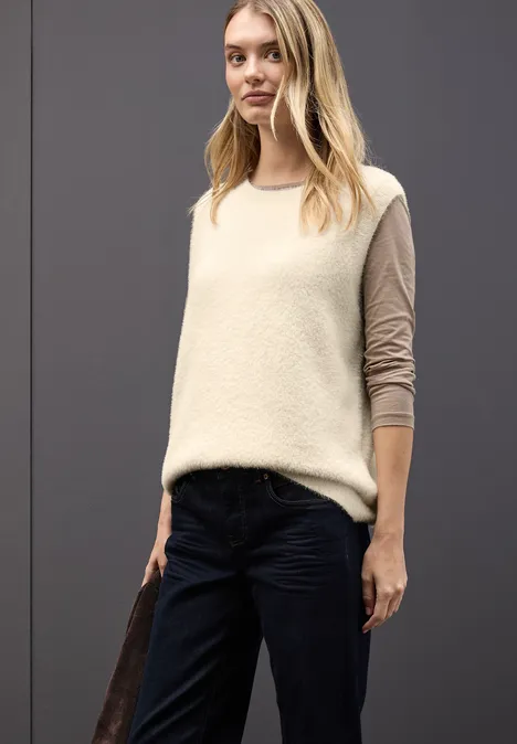 Ärmelloser Pullover soft beige