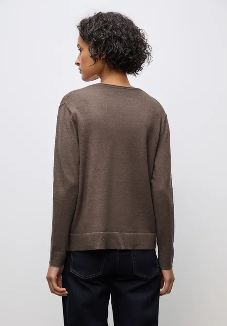 Pull douillet à col en V nomad brown mel.