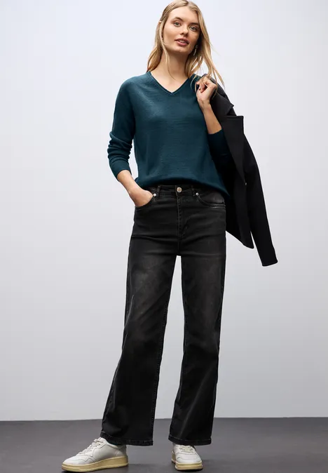 Kuscheliger V-Neck Pullover tide blue