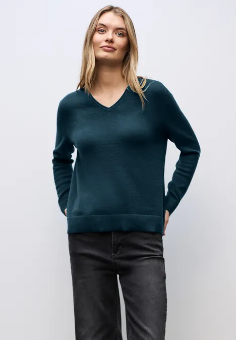 Kuscheliger V-Neck Pullover tide blue