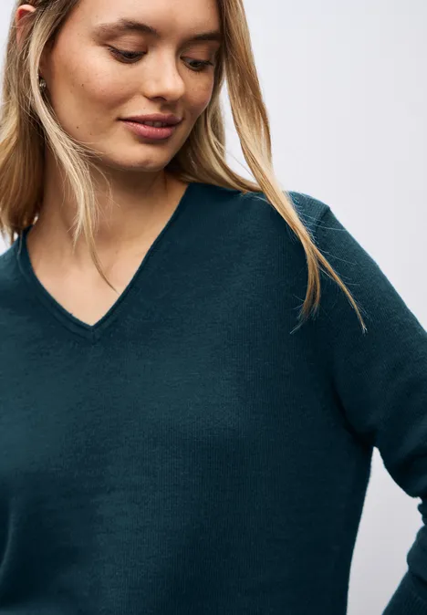 Kuscheliger V-Neck Pullover tide blue