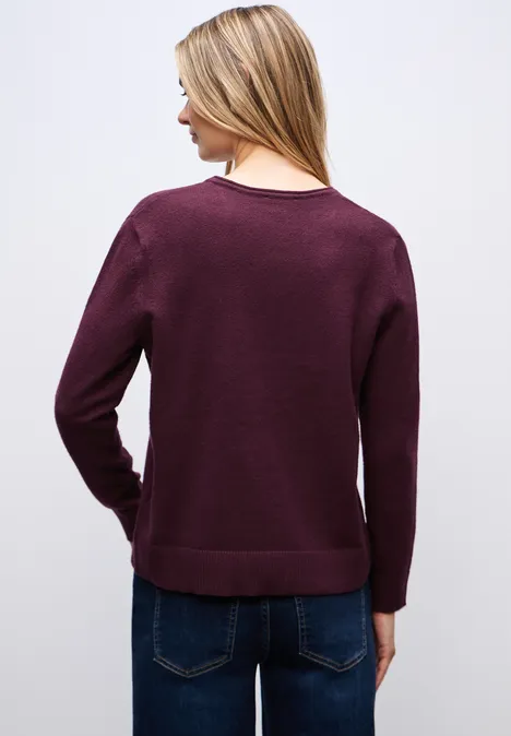 Kuscheliger V-Neck Pullover wildberry red