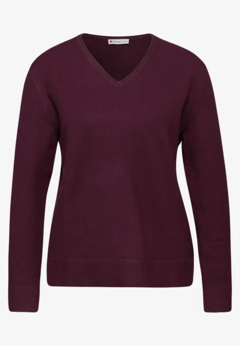 Kuscheliger V-Neck Pullover wildberry red