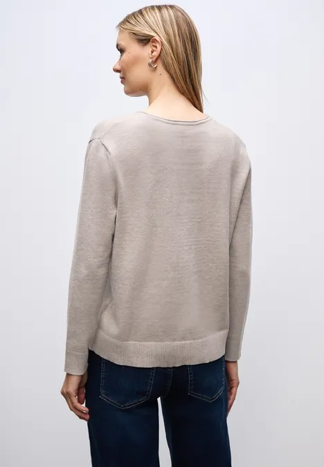 Kuscheliger V-Neck Pullover sandstone mocha mel.